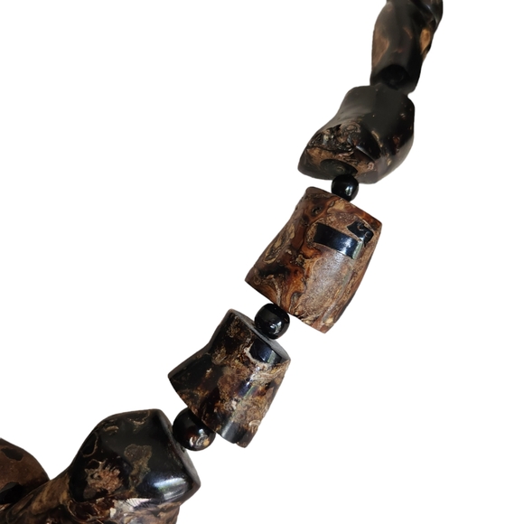 Vintage 70's Rare Black Coral Tube Necklace - Picture 3 of 11